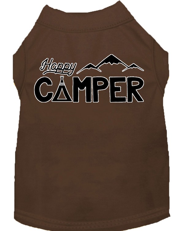 Happy Camper Screen Print Dog Shirt Brown XS